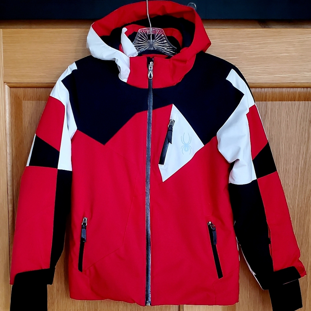 Spyder Boys Leader Ski Jacket in Red, White and Black